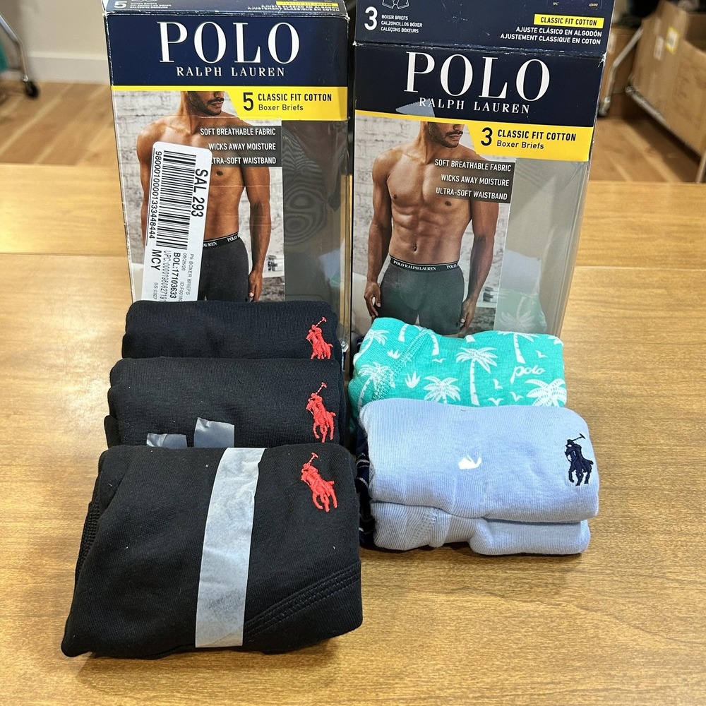 Polo Ralph Lauren Boxer Briefs Mens S Black Assorted Classic Fit Cotton 5 Pack